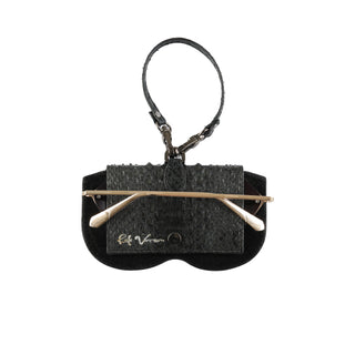 Python Leather Eyeglass Case - Beige / Dark Green | Refael