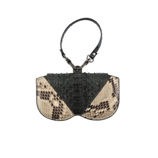 Python Leather Eyeglass Case - Beige / Dark Green | Refael