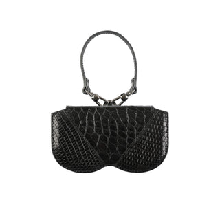 Python & Lizard Leather Eyeglass Case - Black / Black | Refael