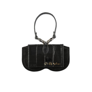 Python & Lizard Leather Eyeglass Case - Black / Black | Refael