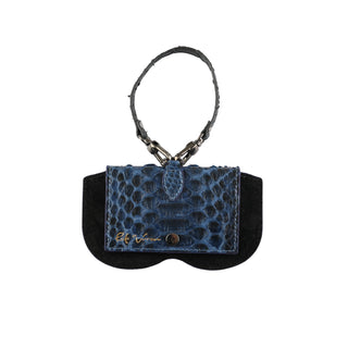 Python Leather Eyeglass Case - Black / Blue | Refael