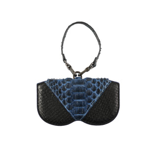 Python Leather Eyeglass Case - Black / Blue | Refael
