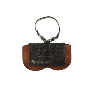 Python Leather Eyeglass Case - Black / Camel | Refael