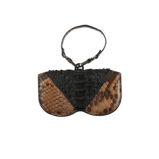 Python Leather Eyeglass Case - Black / Camel | Refael