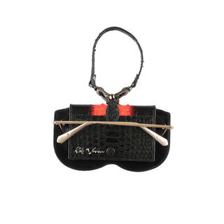 Python Leather Eyeglass Case - Black / Pink | Refael