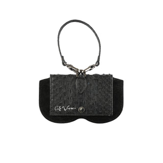Python Leather Eyeglass Case - Black Full Python | Refael