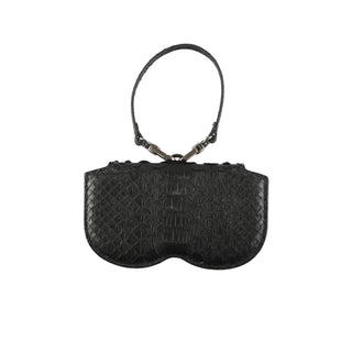 Python Leather Eyeglass Case - Black Full Python | Refael