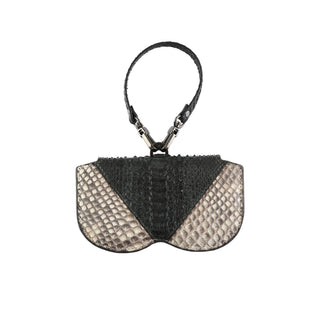 Python Leather Eyeglass Case - Dark Green / Beige| Refael