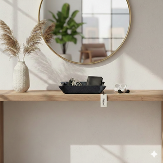 Refael Leather Tray – Black, Orange & Dark Green