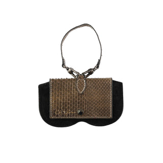 Python Leather Eyeglass Case - Gold / Brown | Refael
