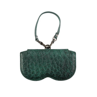 Ostrich Leather Eyeglass Case - Emerald Green | Refael