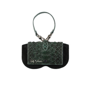Python Leather Eyeglass Case - Green / Black | Refael