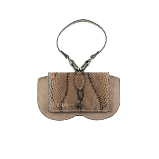 Python Leather Eyeglass Case - Green / Taupe | Refael