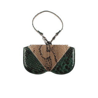 Python Leather Eyeglass Case - Green / Taupe | Refael