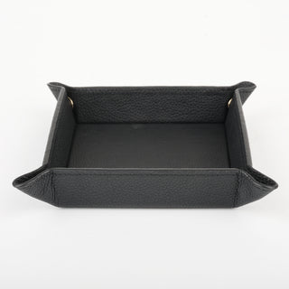 Refael Leather Tray – Black, Orange & Dark Green