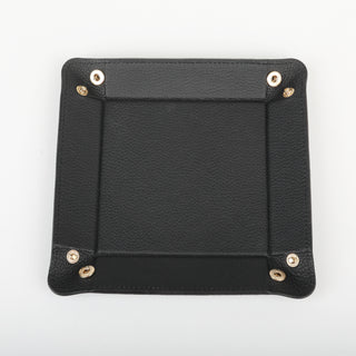 Refael Leather Tray – Black, Orange & Dark Green