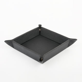 Refael Leather Tray – Black, Orange & Dark Green
