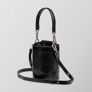 Rozi Black Leather Crossbody Bag – Handmade Phyton Leather Handbag