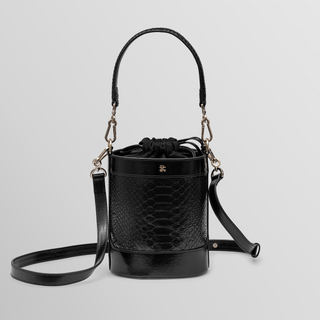 Rozi Black Leather Crossbody Bag – Handmade Phyton Leather Handbag