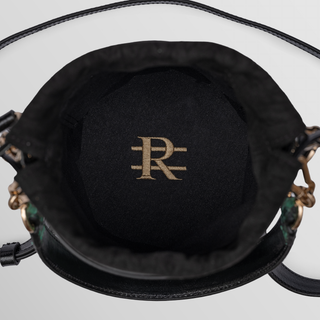 Rozi Turquoise & Black Python Pattern Nappa Leather Bucket Crossbody Bag