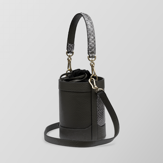 Rozi Gold Phyton and Floater  Leather Bucket Crossbody Bag
