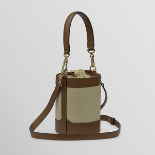 Rozi – Camel & Beige Nappa Leather Bucket Crossbody Bag | Refael