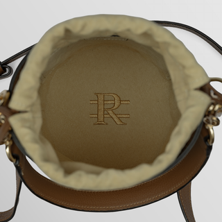 Rozi – Camel & Beige Nappa Leather Bucket Crossbody Bag | Refael