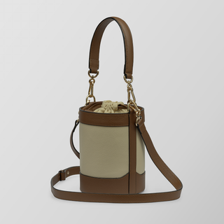 Rozi – Camel & Beige Nappa Leather Bucket Crossbody Bag | Refael