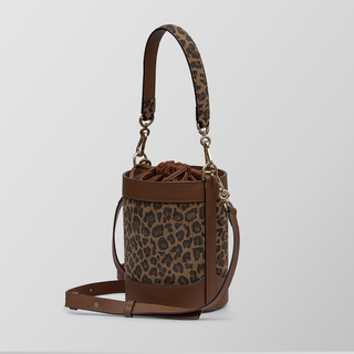 Rozi Bucket Bag – Leopard Print & Black Nappa Leather Crossbody Handbag