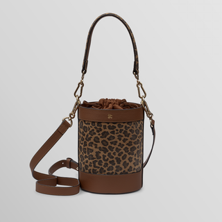 Rozi Bucket Bag – Leopard Print & Black Nappa Leather Crossbody Handbag