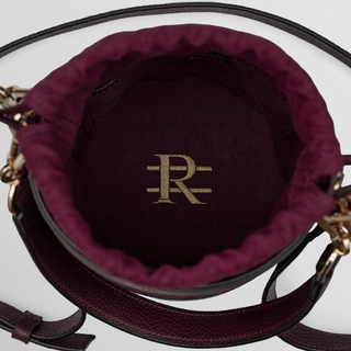 Rozi – Burgundy & Leopard Nappa Leather Bucket Crossbody Bag | Refael