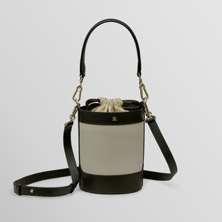 Rozi – Cremmy & Black Nappa Leather Bucket Crossbody Bag | Refael