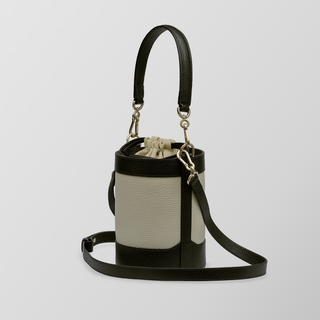 Rozi – Cremmy & Black Nappa Leather Bucket Crossbody Bag | Refael