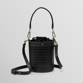 Rozi – Dark Gray Nappa Leather Bucket Crossbody Bag | Refael