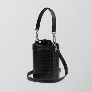 Rozi – Dark Gray Nappa Leather Bucket Crossbody Bag | Refael