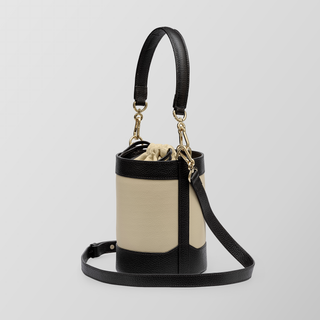Rozi – Cesme Creamy & Black Nappa Leather Bucket Crossbody Bag | Refael