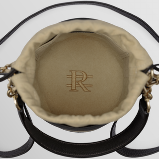 Rozi – Cesme Creamy & Black Nappa Leather Bucket Crossbody Bag | Refael