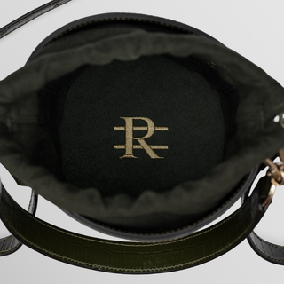 Rozi – Olive Green | Handmade Leather Bucket Crossbody Bag
