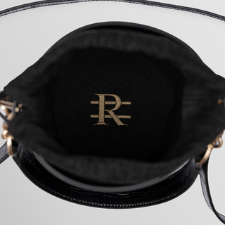 Rozi – Shiny Black | Handmade Leather Bucket Crossbody Bag