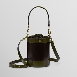 Rozi – Olive & Burgundy Nappa Leather Bucket Crossbody Bag | Refael