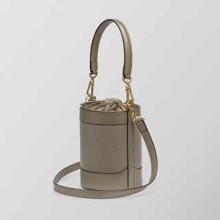 Rozi – Pearl Taupe Nappa Leather Bucket Crossbody Bag | Refael