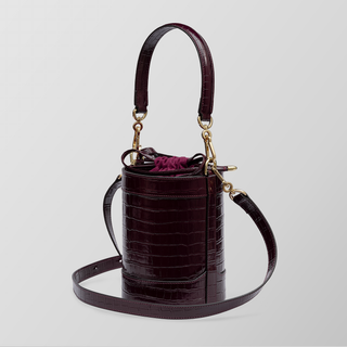 Rozi – Wine Burgundy | Handmade Leather Bucket Crossbody Bag