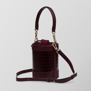 Rozi – Wine Burgundy Leather Bucket Crossbody Bag | Refael