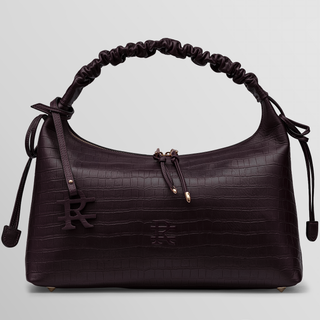 Sarita Burgundy Nappa Leather Ruched Handle Shoulder Bag