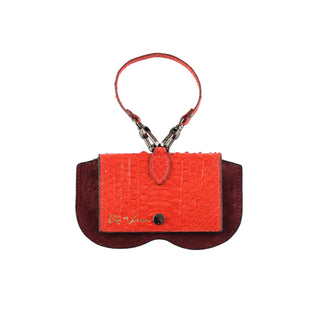 Python Leather Eyeglass Case - Red / Black | Refael