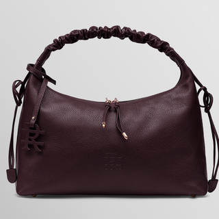 Sarita Ruched Handle Leather Shoulder Bag – Burgundy | Refael