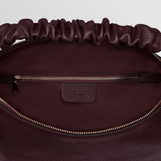Sarita Ruched Handle Leather Shoulder Bag – Burgundy | Refael