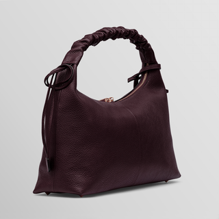 Sarita Ruched Handle Leather Shoulder Bag – Burgundy | Refael