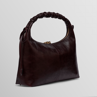 Sarita Ruched Handle Leather Shoulder Bag – Burgundy | Refael