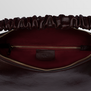 Sarita Ruched Handle Leather Shoulder Bag – Burgundy | Refael